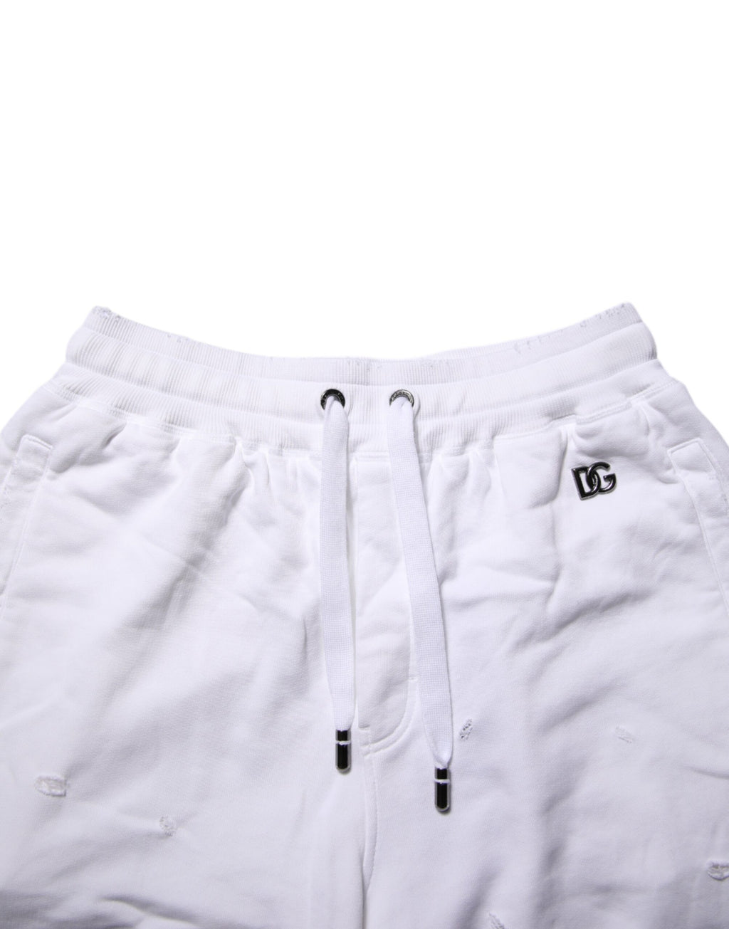 White Ripped Mid Waist Casual Bermuda Short