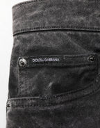 Black Cotton Mid Waist Denim Men Bermuda Short