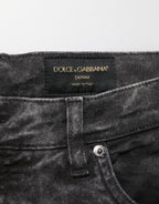 Black Cotton Mid Waist Denim Men Bermuda Short