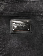 Black Cotton Mid Waist Denim Men Bermuda Short
