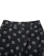 Black Monogram Denim Cargo Men Bermuda Short