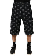 Black Monogram Denim Cargo Men Bermuda Short