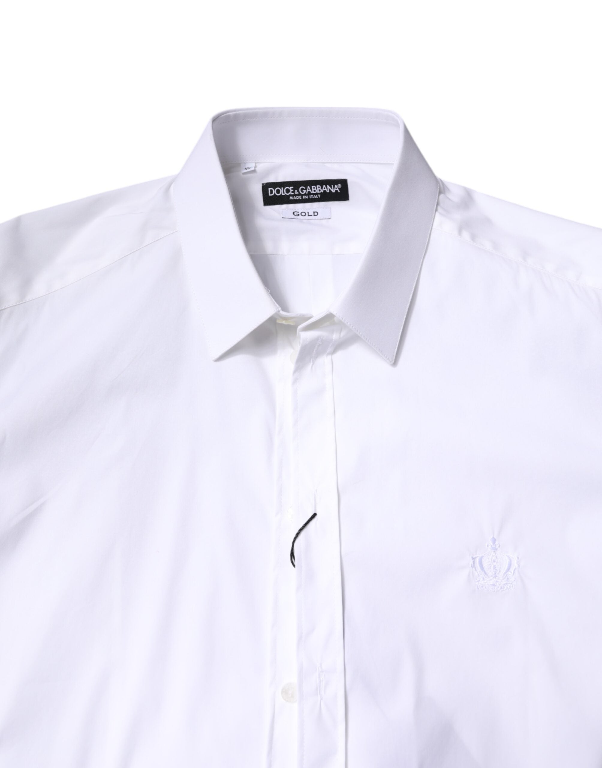 White Cotton Collared GOLD FormalDress Shirt