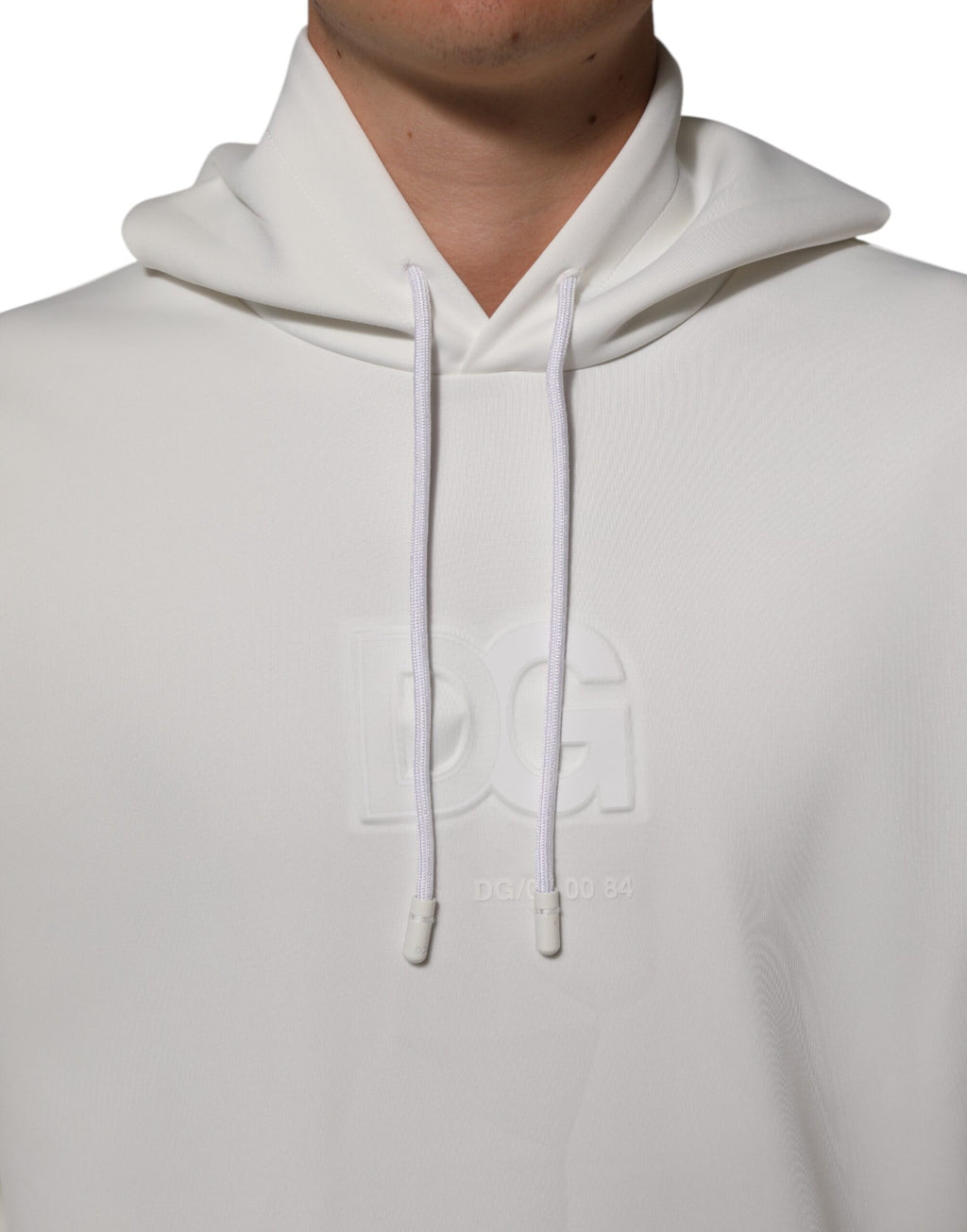 White Logo Hooded Men Sweatshirt  Sweater