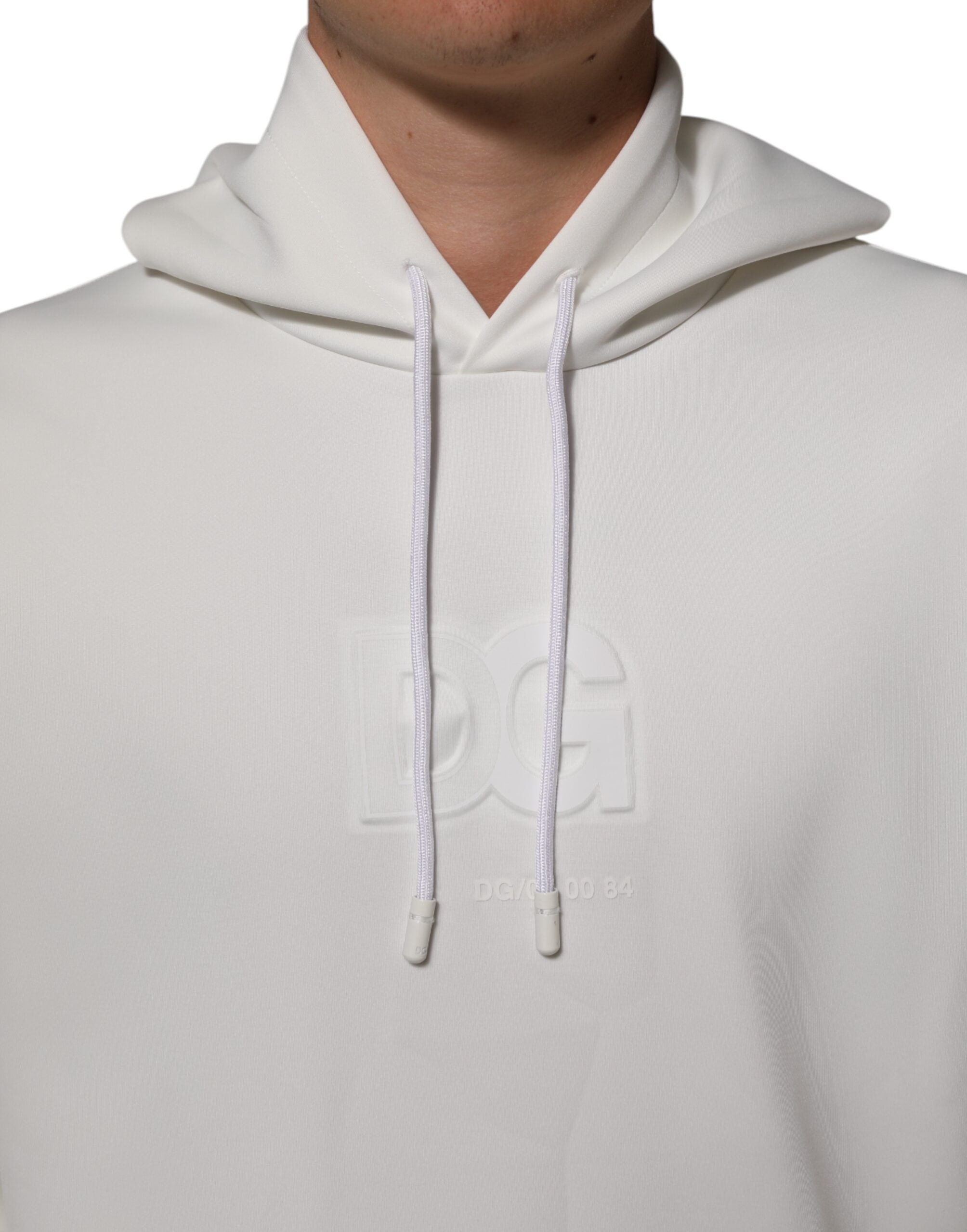 White Logo Hooded Men Sweatshirt  Sweater
