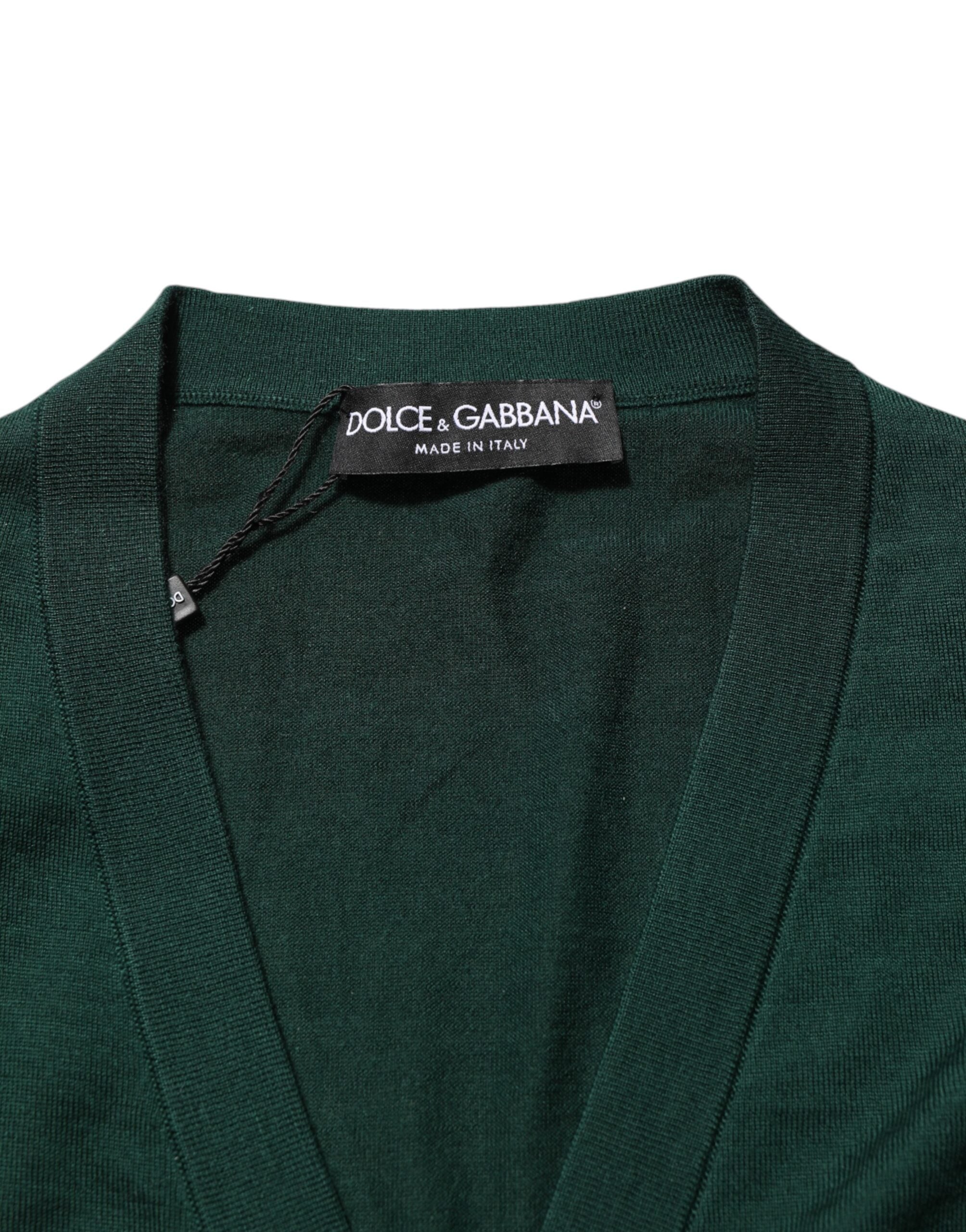 Dark Green Button Down Men Cardigan Sweater