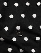 Black White Stripe Polka V-Neck Pullover Sweater