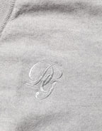 Gray Wool Knit Logo V-Neck Pullover Sweater