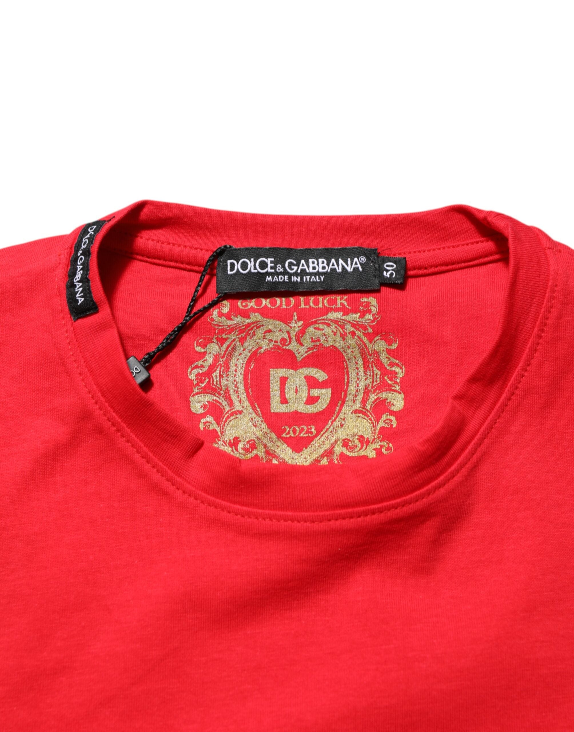 Red Goodluck 2023 Cotton Crew Neck T-shirt