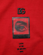 Red Logo Eye Print Cotton Short Sleeve T-shirt