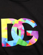 Black Logo Print Cotton Men Crew Neck T-shirt