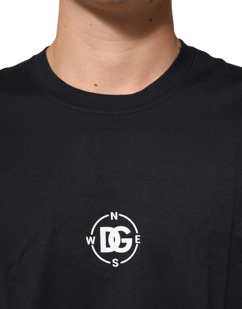 Black Logo Compass Cotton Crew Neck T-shirt