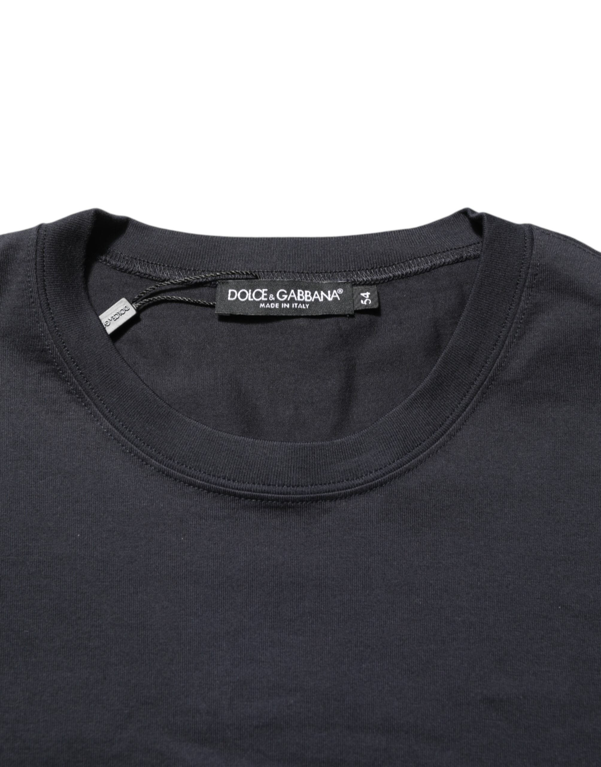 Black Logo Compass Cotton Crew Neck T-shirt
