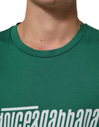Green Cotton Graphic Logo Print Crewneck T-shirt