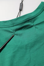 Green Cotton Graphic Logo Print Crewneck T-shirt