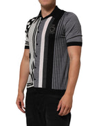 Black White Polka Dot Collared Polo T-shirt