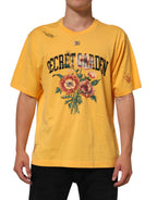 Yellow Secret Graden Floral Cotton CrewNeck T-shirt