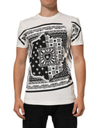 White Cotton Logo Bandana Print Men T-shirt
