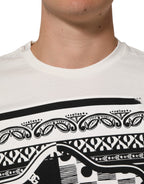 White Cotton Logo Bandana Print Men T-shirt