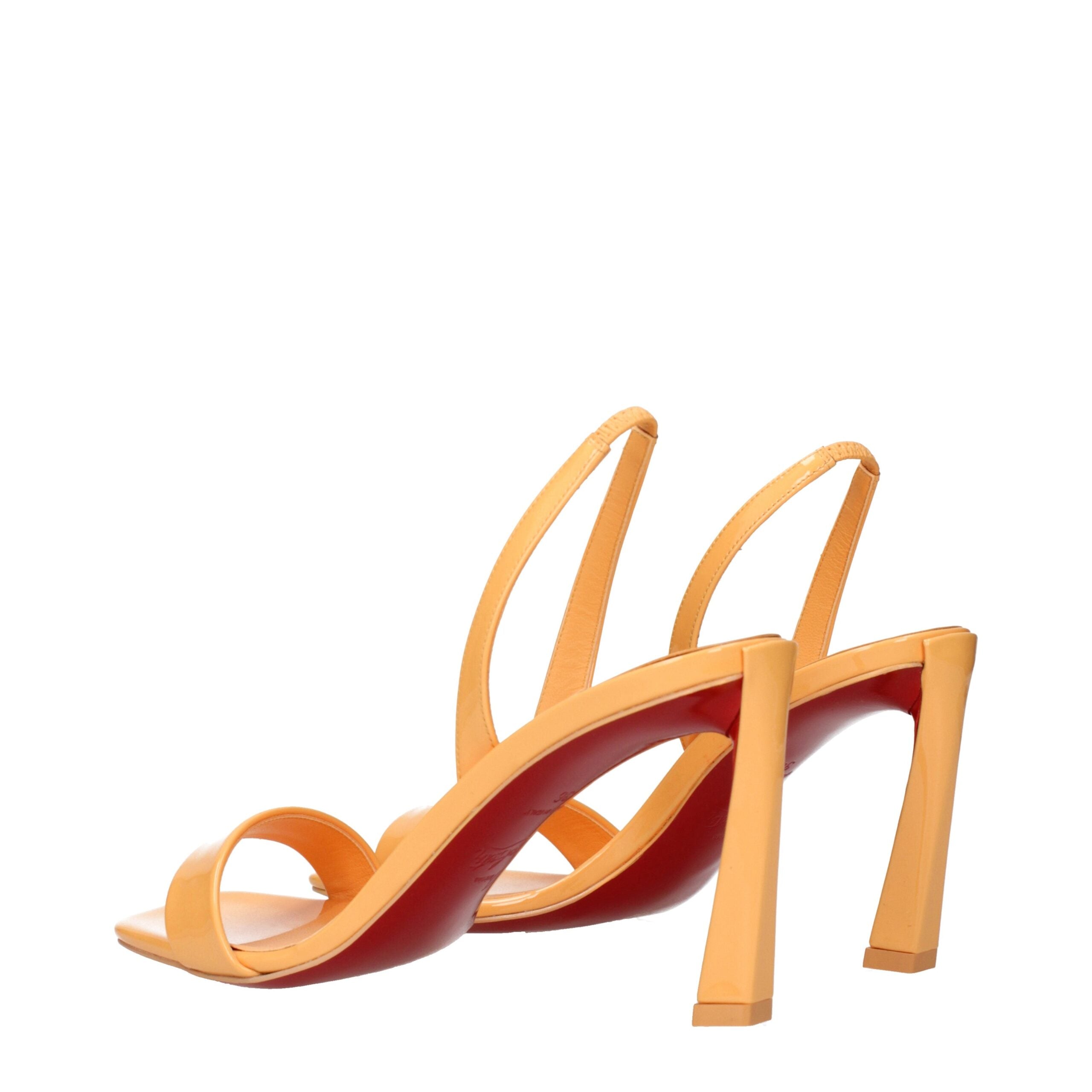 Orange Leather Stiletto Heel Sandals