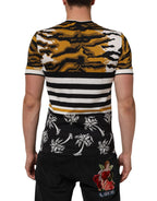 Multicolor Leopard Palm Leaf Men Crew Neck T-shirt