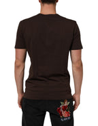 Brown Coin Laurel Print Men Crew Neck T-shirt