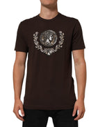 Brown Coin Laurel Print Men Crew Neck T-shirt