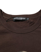 Brown Coin Laurel Print Men Crew Neck T-shirt
