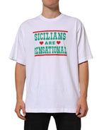 White Graphic Print Cotton CrewNeck T-shirt