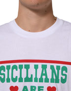 White Graphic Print Cotton CrewNeck T-shirt