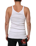 White Sleeveless Round Neck Tank Top T-shirt