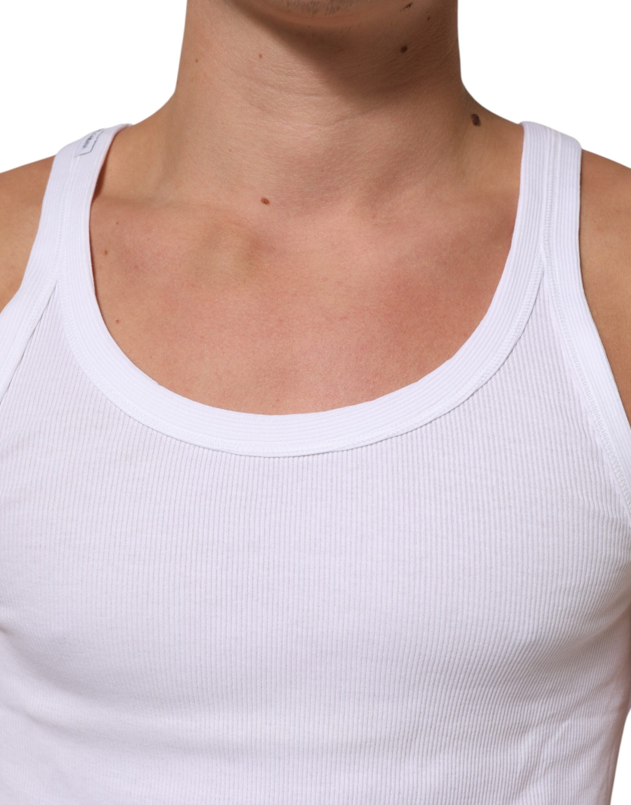 White Sleeveless Round Neck Tank Top T-shirt