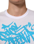 White Graphic Print Cotton Crew Neck T-shirt