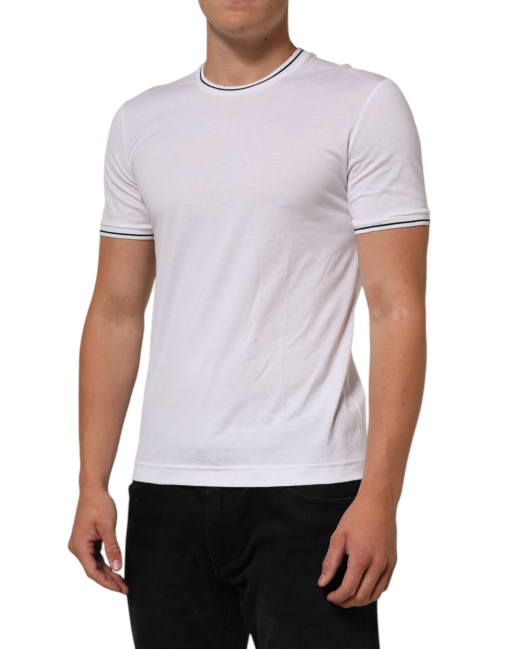 White Short Sleeves Round Neck Men Underwear T-shirt