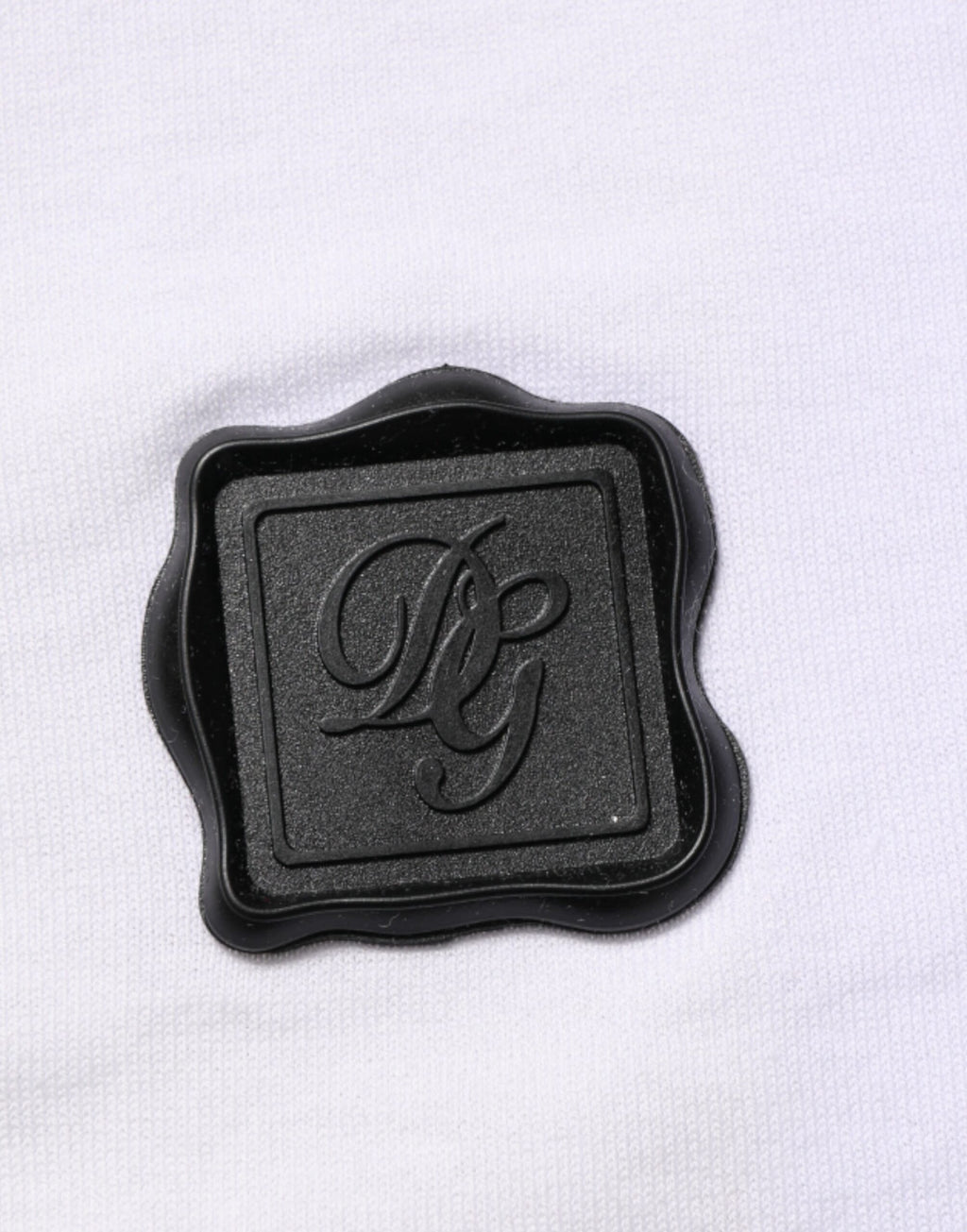 White Cotton Logo Patch V-neck Tee T-shirt