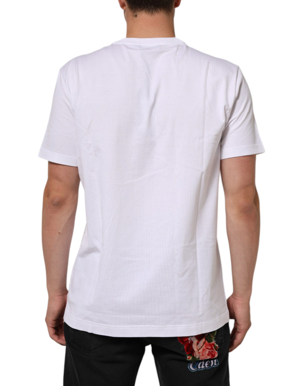 White Cotton Crew Neck Short Sleeves T-shirt