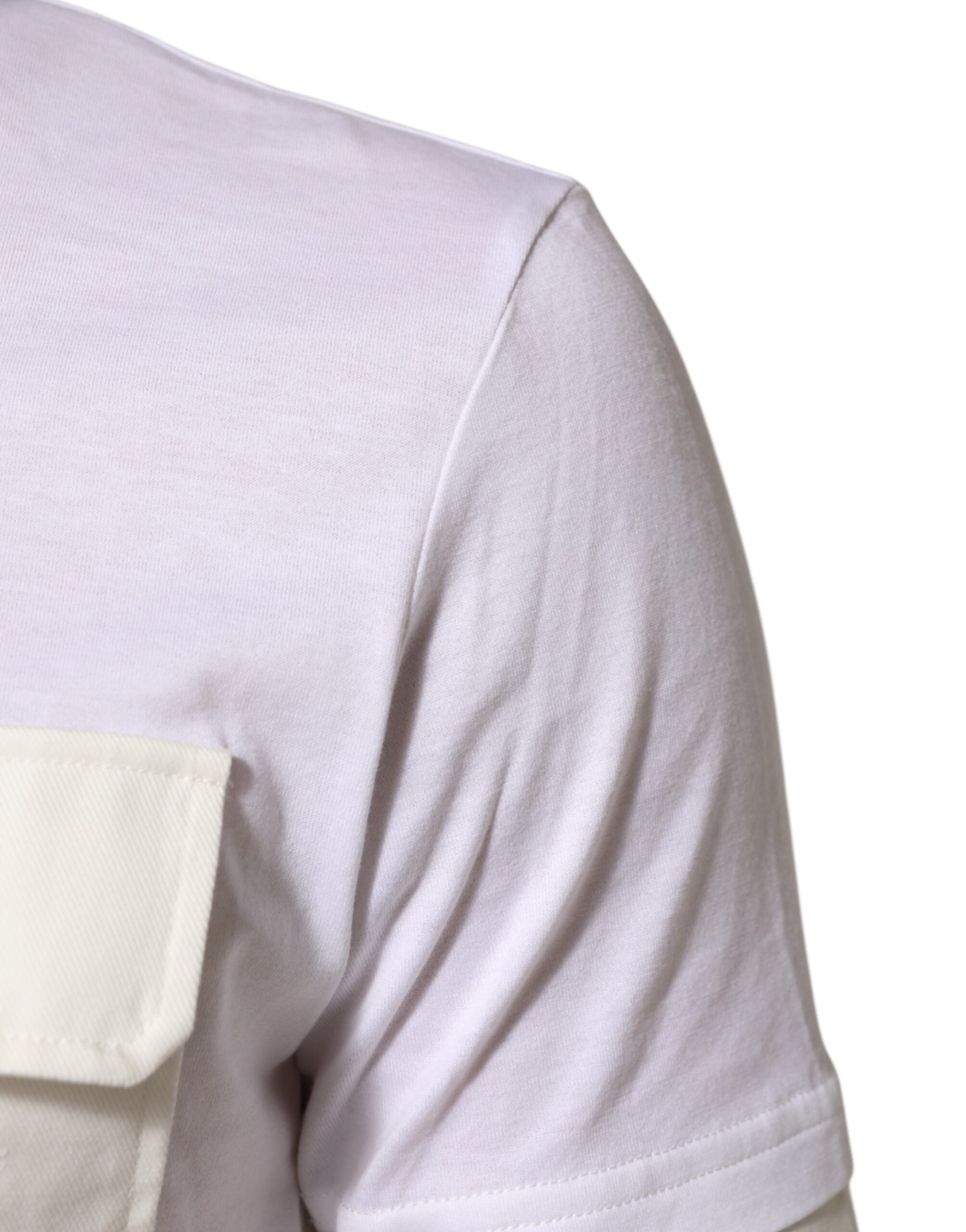 White Cotton Pocket Short Sleeves Men T-shirt