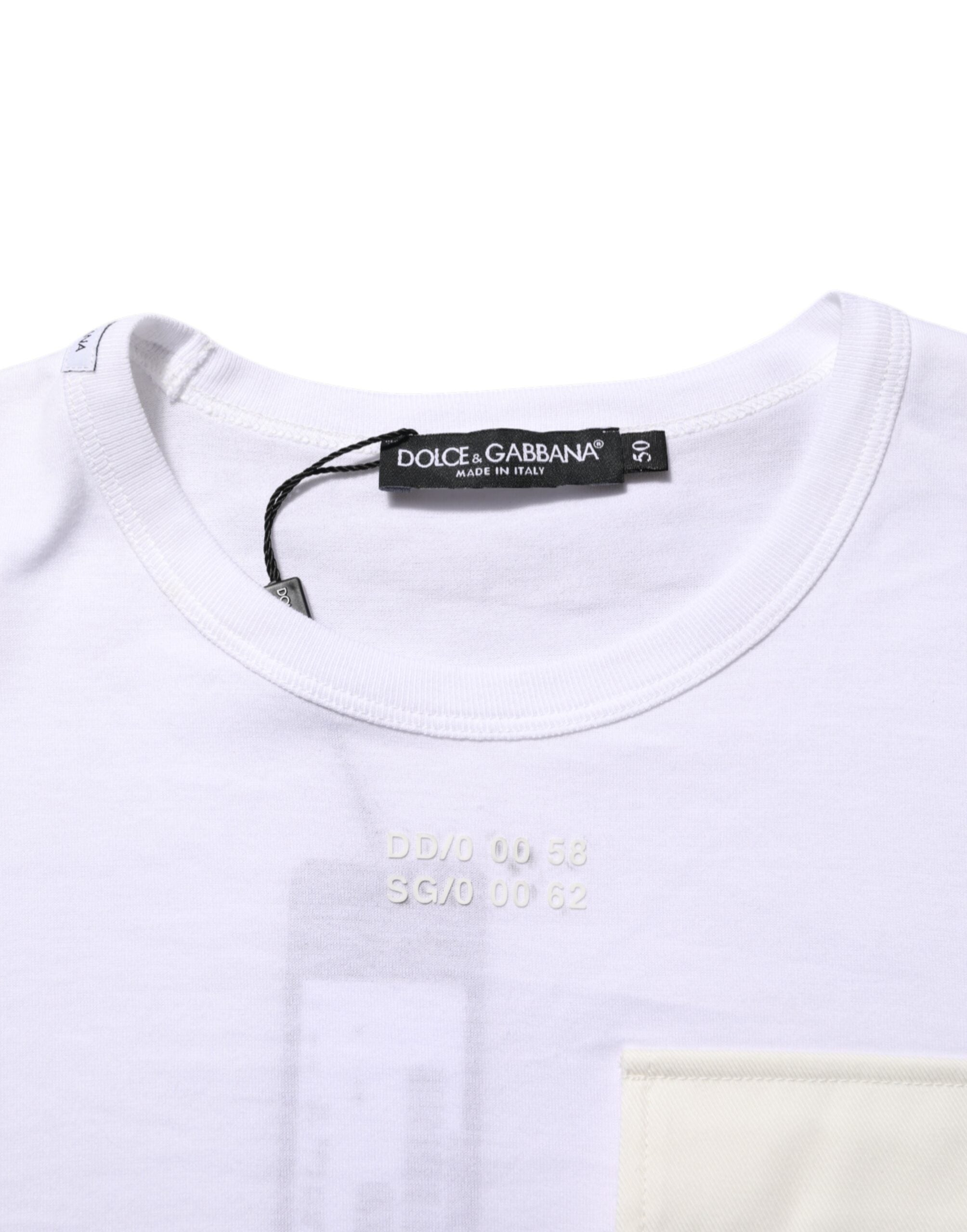 White Cotton Pocket Short Sleeves Men T-shirt