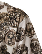 White Coin Print Cotton Crew Neck Men T-shirt