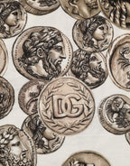 White Coin Print Cotton Crew Neck Men T-shirt