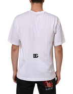 White Logo Print Cotton Crew Neck Men T-shirt