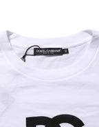 White Logo Print Cotton Crew Neck Men T-shirt