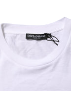 White Logo Print Cotton Men Crew Neck T-shirt
