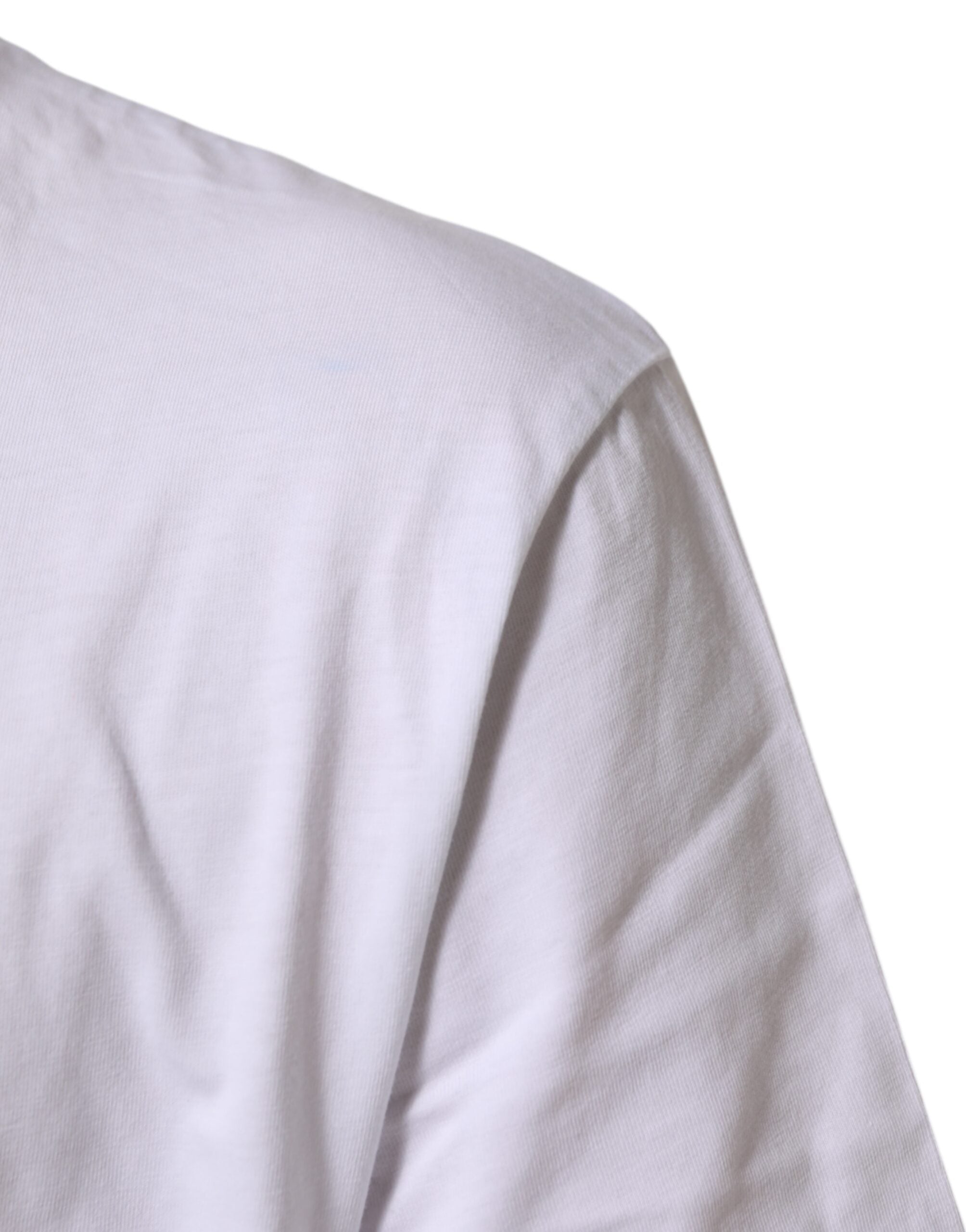 White Logo Print Cotton Crew Neck T-shirt