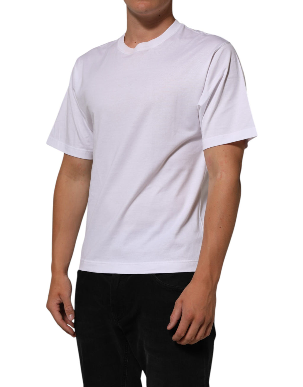 White Angel Print Cotton Men Crew Neck T-shirt