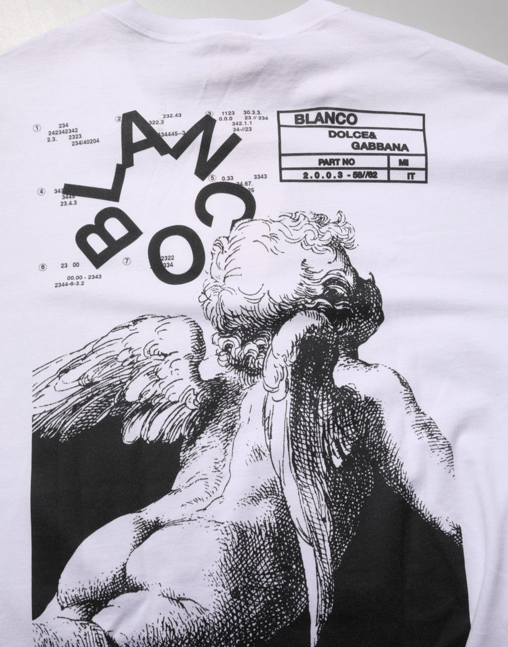 White Angel Print Cotton Men Crew Neck T-shirt