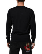 Black Cashmere Knit V-Neck Pullover Sweater