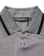 Gray Logo Embroidery Collared Polo T-shirt