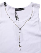 White Cotton Chain Necklace Tank Top T-shirt