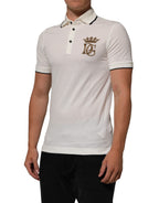 White Logo Embroidery Cotton Polo T-shirt